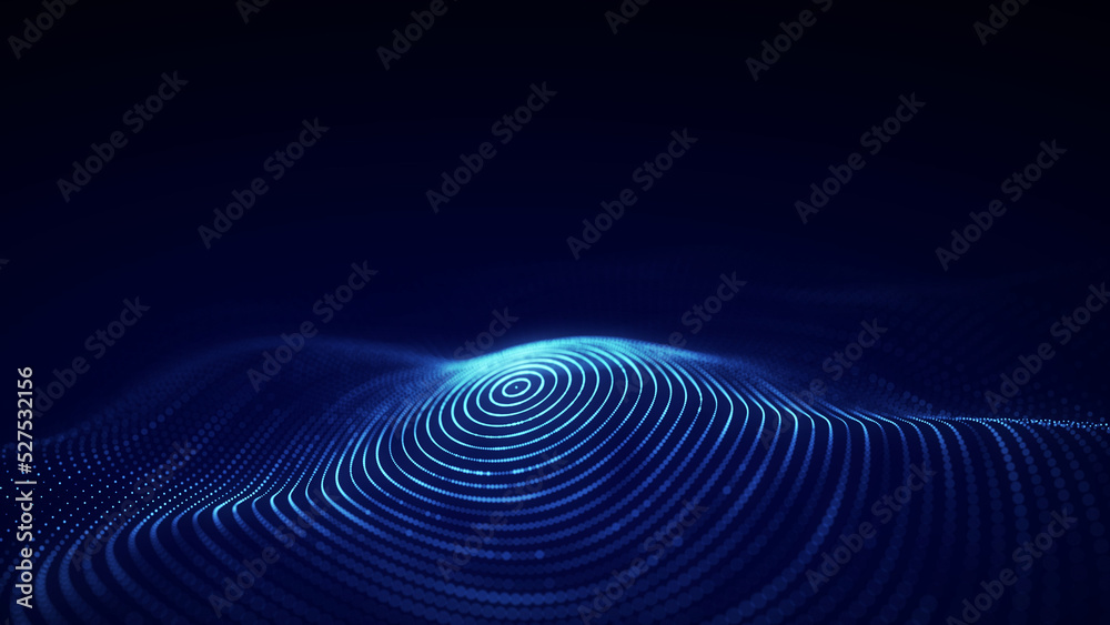 Poster 3d digital circular dynamic wave. technology smart wave. seamless flow digital structure. cyber tech