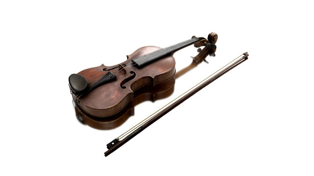 3d render violin isolated in white background the musical background lies at an angle in the middle