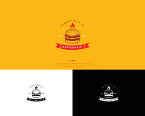 Naklejka premium Restaurant logo design template