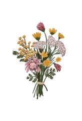 Bouquet hand drawn in flat style