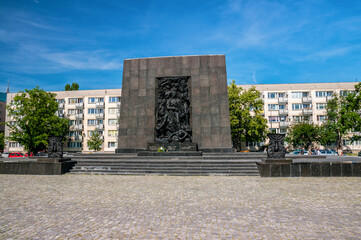 Fototapeta na wymiar Monument of the Ghetto Uprising, Warsaw, Masovian Voivodeship, Poland