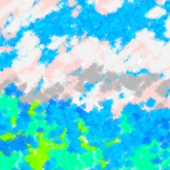 Abstract illustration of colorful sky or cloud background. background blur template or wallpaper, handmade painting