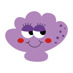 Seashell character with smile on face marine icon.