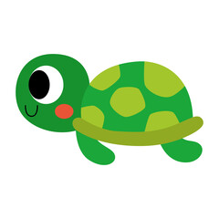 Cartoon smiling green turtle character icon.