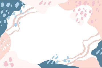 NATURE ABSTRACT HAND DRAWN MINIMAL BACKGROUND WITH PASTEL COLOR LEAVES