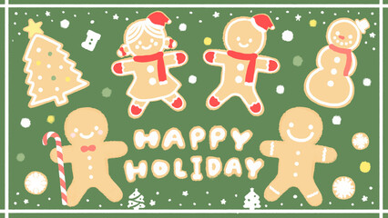 Naklejka premium Holiday gingerbread cookie set🎄