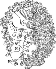 black and white Beauty Hair Pattern Design vector drawing	