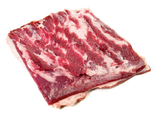 Fototapeta premium Raw Wild Boar Belly - Pork Meat with Bones isolated on white Background