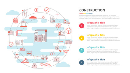 construction concept for infographic template banner with four point list information