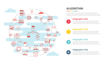 algorithm concept for infographic template banner with four point list information