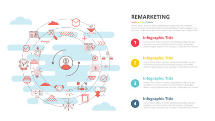 remarketing concept for infographic template banner with four point list information