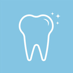 Dental logo Template vector illustration icon design tooth icon. Modern denistry logo. Perfect tooth with stars. Line Tooth icon flat	

