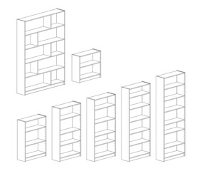 A pack of vector shelves linework of different heights