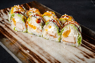 sushi on the dark backgroun