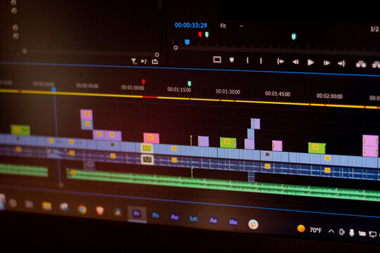 Editing videos on laptop, Premiere