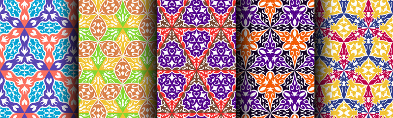 ethnic bundle set traditional background seamless pattern