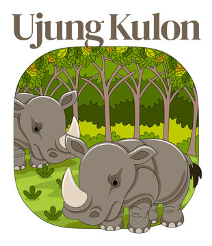 Ujung Kulon National Park Vector Illustration