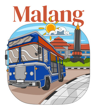 Malang City Vector Illustration