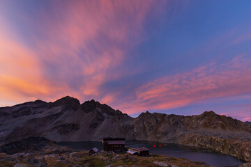 Super colorful morning in the Alpine lake