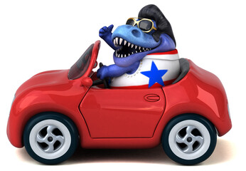Obraz premium Fun 3D cartoon illustration of a Trex rocker