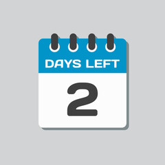 Countdown daily page calendar icon - 2 days left