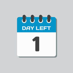 Countdown daily page calendar icon - 1 day left