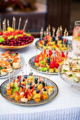 catering food and drinks on the table