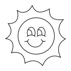 Cartoon sun line icon