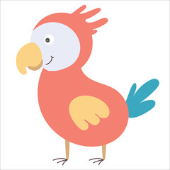 Vector cartoon parrot. African animal. funny kind parrot. Funny cute Adorable little african animal for fashion print, kids wear, nursery, poster, invitation, greeting card design