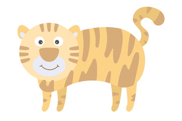 Obraz na płótnie Canvas Vector cartoon tiger. African animal. funny kind tiger. Funny cute tiger. Adorable little african animal for fashion print, kids wear, nursery, poster, invitation, greeting card design