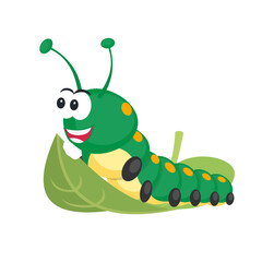Caterpillar. Insect larva feeds, vector illustration