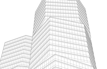 Fototapeta premium Linear architectural drawing vector illustration