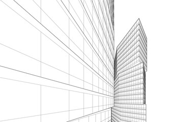Fototapeta premium Linear architectural drawing vector illustration