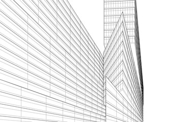 Fototapeta premium Linear architectural drawing vector illustration