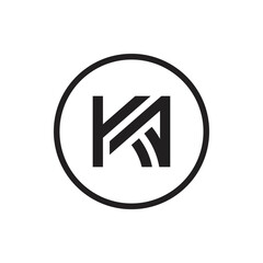 KA letter logo desgin in circle style, black color on white background - obrazy, fototapety, plakaty