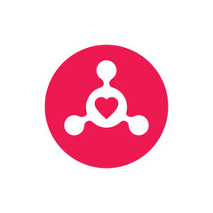 Share love logo icon design template elements, heart and hub connection icon - Vector