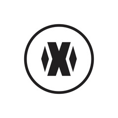 Abstract letter X logo design, black and white color