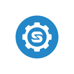 Gear and letter S logo icon design template elements - Vector