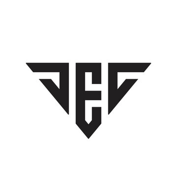 Letter JEC logo design triangle style, stock vector illustration isolated on white background