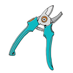 Secateurs, garden tool, hand drawn vector illustration, isolated on a white background