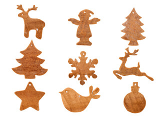 Rustic Christmas decoration and ornament made of wood. isolated for design
