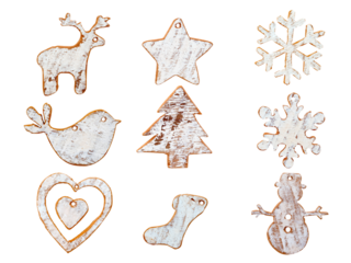 Rustic Christmas decoration and ornament made of wood. isolated for design