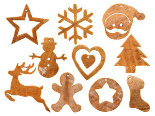 Rustic Christmas decoration and ornament made of wood. isolated for design