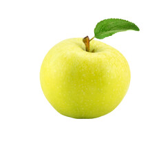 Yellow apple fruit with leaf isolate