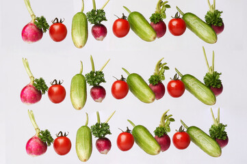 Fresh vegetables isolated on white background