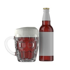 Classic beer bottle and glass 