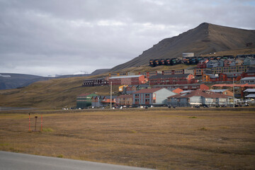 view of the city of Longyearbyen in Svalbard Islands, Norway
