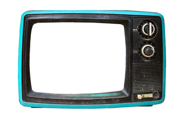 Retro television - old vintage TV with frame screen isolate  for object, retro technology