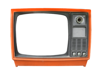 Retro television - old vintage TV with frame screen isolate  for object, retro technology