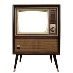 Vintage television - old TV with frame screen isolate for object, retro technology